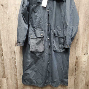 3/4 Length Riding Rain Jacket, Removeable/Zip Hood, Drawstring Bag *vgc, clean, faded, rubs, older, wpf