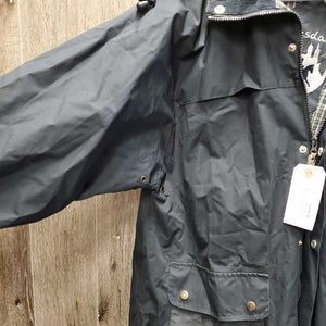 3/4 Length Riding Rain Jacket, Removeable/Zip Hood, Drawstring Bag *vgc, clean, faded, rubs, older, wpf