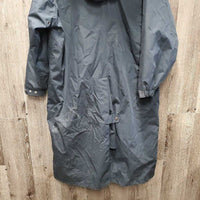 3/4 Length Riding Rain Coat - Jacket, Removeable/Zip Hood, Drawstring Bag *vgc, clean, faded, rubs, older, wpf