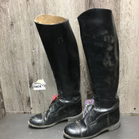 Field Boots, Pull On *gc, older, stiff, mnr dirt & residue, rubs, cracking, scrapes & scratches
