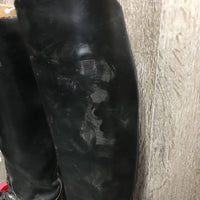 Field Boots, Pull On *gc, older, stiff, mnr dirt & residue, rubs, cracking, scrapes & scratches
