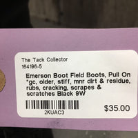 Field Boots, Pull On *gc, older, stiff, mnr dirt & residue, rubs, cracking, scrapes & scratches
