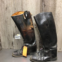 Thick Field Boots, Pull On, Calf Straps *gc/fair, older, cracks, rubs, discolored, scrapes
