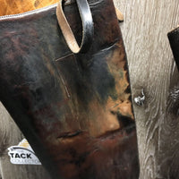 Thick Field Boots, Pull On, Calf Straps *gc/fair, older, cracks, rubs, discolored, scrapes
