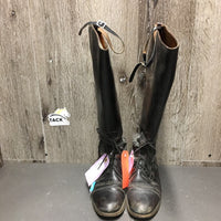 Thick Field Boots, Pull On, Calf Straps *gc/fair, older, cracks, rubs, discolored, scrapes
