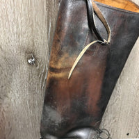 Thick Field Boots, Pull On, Calf Straps *gc/fair, older, cracks, rubs, discolored, scrapes
