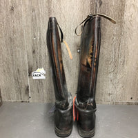 Thick Field Boots, Pull On, Calf Straps *gc/fair, older, cracks, rubs, discolored, scrapes
