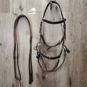 Multi Bridle, 4 Plastic Bit Clips, 2 Leather Bit Straps, Sidepull Strap, Rubber Reins *xc/vgc, clean, mnr film?dirt & faded spot
