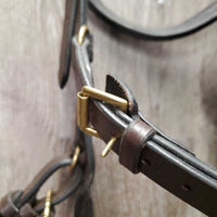 Multi Bridle, 4 Plastic Bit Clips, 2 Leather Bit Straps, Sidepull Strap, Rubber Reins *xc/vgc, clean, mnr film?dirt & faded spot

