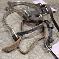 Pr Spurs, Narrow Leather Spur Straps *gc, dirt, stretched, xholes, scrapes, scratches, film/residue
