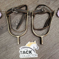 Hammer Head Spurs, leather Spur Straps *gc/fair, dirty, stains, rubs, older, scratches, scrapes, widened, bent
