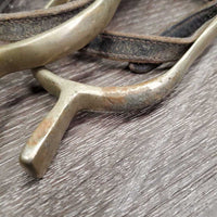Hammer Head Spurs, leather Spur Straps *gc/fair, dirty, stains, rubs, older, scratches, scrapes, widened, bent
