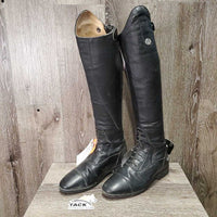 Pr Field Boots, zips *gc, clean & mnr dirt, film, slice, rubs & scratches, MISSING spur rest