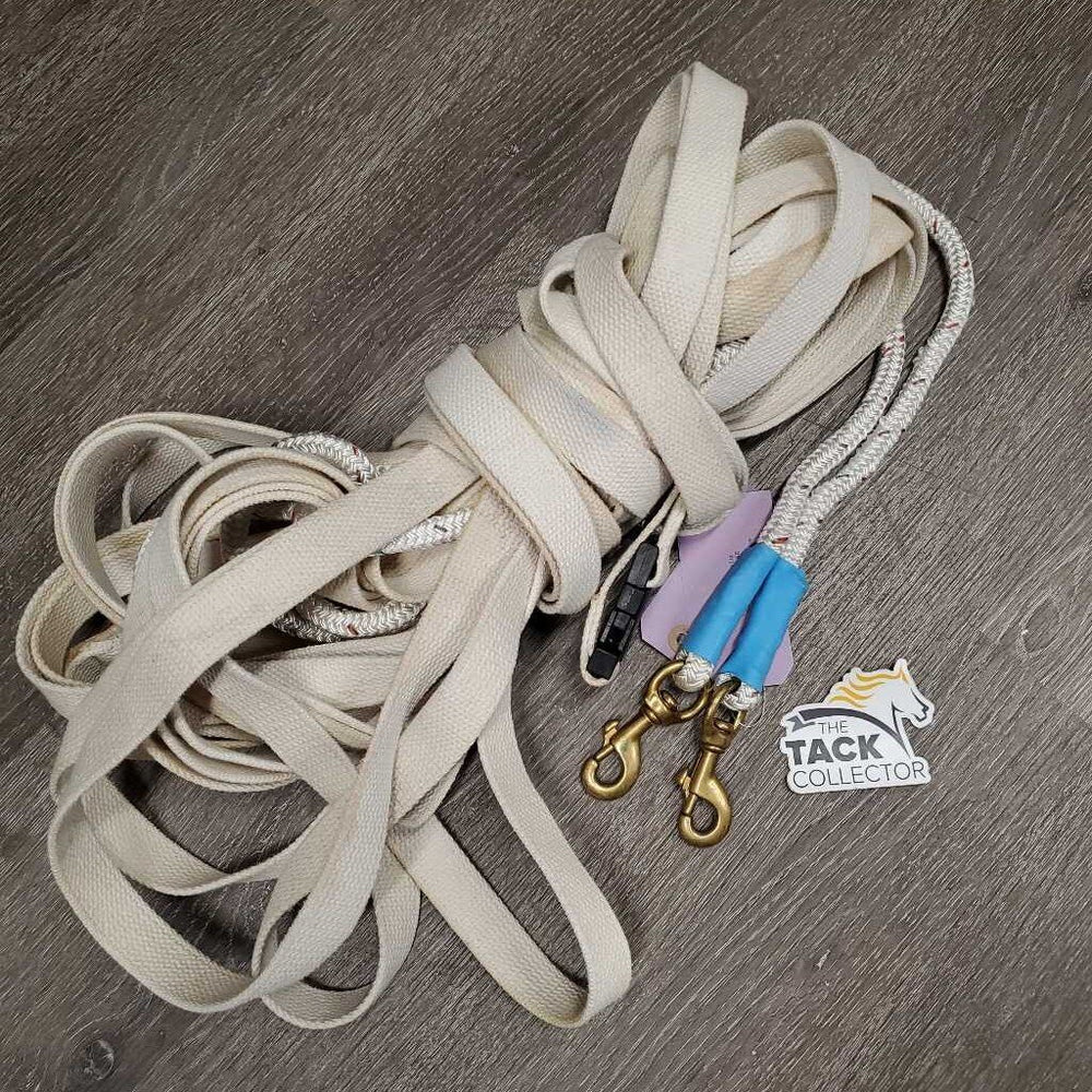 Yacht Rope, Cotton Web Long Lining Driving Lines, Brass Snap *xc/vgc, mnr snags & stains