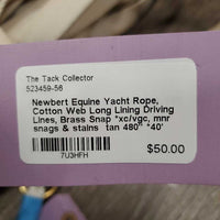 Yacht Rope, Cotton Web Long Lining Driving Lines, Brass Snap *xc/vgc, mnr snags & stains
