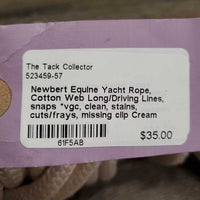 Yacht Rope, Cotton Web Long/Driving Lines, snaps *vgc, clean, stains, cuts/frays, missing clip
