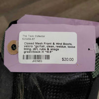 Closed Mesh Front & Hind Boots, velcro *gc/fair, clean, residue, loose lining, dirt, rubs & snags