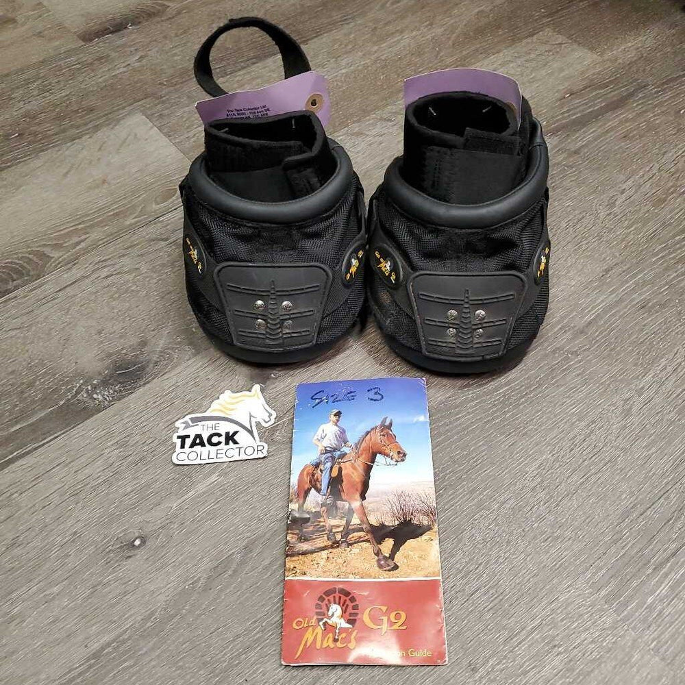 Pr Hoof Boots, 2 neoprene Easy Boot gaiters, mesh bag *xc, clean, mnr dirt, frays, peeled gaiter logo