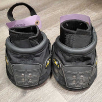 Pr Hoof Boots, 2 neoprene Easy Boot gaiters, mesh bag *xc, clean, mnr dirt, frays, peeled gaiter logo
