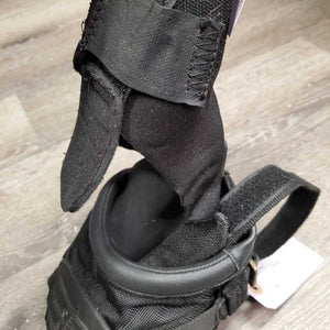 Pr Hoof Boots, 2 neoprene Easy Boot gaiters, mesh bag *xc, clean, mnr dirt, frays, peeled gaiter logo