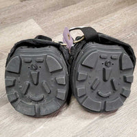 Pr Hoof Boots, 2 neoprene Easy Boot gaiters, mesh bag *xc, clean, mnr dirt, frays, peeled gaiter logo
