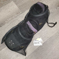 Pr Hoof Boots, 2 neoprene Easy Boot gaiters, mesh bag *xc, clean, mnr dirt, frays, peeled gaiter logo

