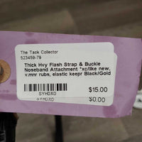 Thick Hvy Flash Strap & Buckle Noseband Attachment *xc/like new, v.mnr rubs, elastic keepr
