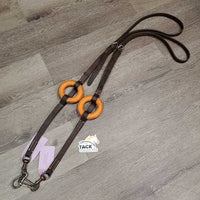 Leather Donut Side Reins *gc/fair, older, clean, rusty, CRACKING, xholes
