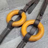 Leather Donut Side Reins *gc/fair, older, clean, rusty, CRACKING, xholes
