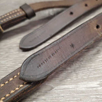 Leather Donut Side Reins *gc/fair, older, clean, rusty, CRACKING, xholes
