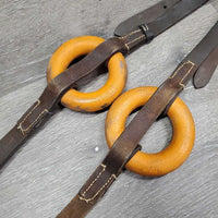 Leather Donut Side Reins *gc/fair, older, clean, rusty, CRACKING, xholes
