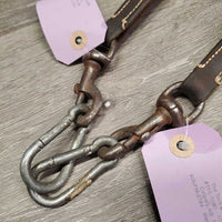 Leather Donut Side Reins *gc/fair, older, clean, rusty, CRACKING, xholes