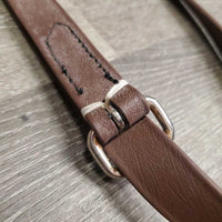 Hvy Leather Tie Down Noseband, Biothane Tie Down Strap, Brass Snaps *gc/vgc, clean, residue, mnr hair, oxidized
