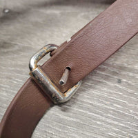 Hvy Leather Tie Down Noseband, Biothane Tie Down Strap, Brass Snaps *gc/vgc, clean, residue, mnr hair, oxidized
