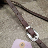 Hvy Leather Tie Down Noseband, Biothane Tie Down Strap, Brass Snaps *gc/vgc, clean, residue, mnr hair, oxidized
