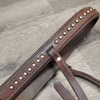 Hvy Leather Tie Down Noseband, Biothane Tie Down Strap, Brass Snaps *gc/vgc, clean, residue, mnr hair, oxidized
