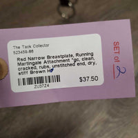 Rsd Narrow Breastplate, Running Martingale Attachment *gc, clean, cracked, rubs, unstitched end, dry, stiff
