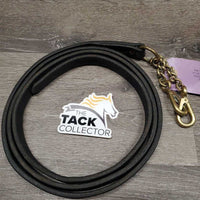 74" Narrow Leather 'NewMarket' Show Chain Shank, 4.5" Bit Chains *xc, clean, mnr oxidized brass, mnr scratches, scrapes & creases
