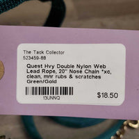 Hvy Double Nylon Web Lead Rope, 20" Nose Chain *xc, clean, mnr rubs & scratches
