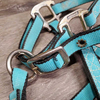 Adj Nylon Halter, 2x adj *vgc, clean, oxidization, edge frays, mnr stains, stiff?

