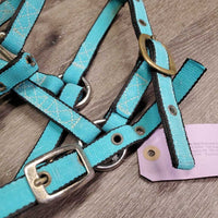 Adj Nylon Halter, 2x adj *vgc, clean, oxidization, edge frays, mnr stains, stiff?
