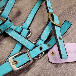 Adj Nylon Halter, 2x adj *vgc, clean, oxidization, edge frays, mnr stains, stiff?