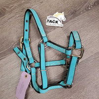 Adj Nylon Halter, 2x adj *vgc, clean, oxidization, edge frays, mnr stains, stiff?