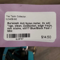 Adj Nylon Halter, 2x adj *vgc, clean, oxidization, edge frays, mnr stains, stiff?
