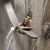 Rsd Bridle, Braided Reins *gc/fair, dirty, faded, rubs, creases, stiff, dry, reins: mismatched, unstitched lace end
