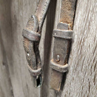 Rsd Bridle, Braided Reins *gc/fair, dirty, faded, rubs, creases, stiff, dry, reins: mismatched, unstitched lace end
