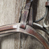Rsd Bridle, Braided Reins *gc/fair, dirty, faded, rubs, creases, stiff, dry, reins: mismatched, unstitched lace end
