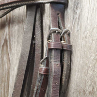 Rsd Bridle, Braided Reins *gc/fair, dirty, faded, rubs, creases, stiff, dry, reins: mismatched, unstitched lace end