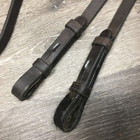 v.soft narrow Leather Curb Reins *vgc, clean & mnr dirt/residue