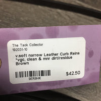v.soft narrow Leather Curb Reins *vgc, clean & mnr dirt/residue